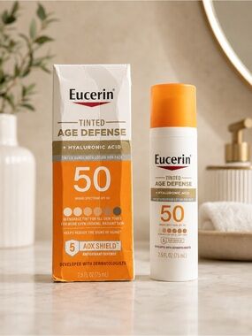 Eucerin Tinted Age Defense SPF 50 Hyaluronic Acid Face Sunscreen 2.5oz NEW